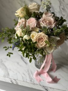 Spring wedding bouquet by KLW Design Co. for a bride at Eolia Mansion at Harkness Park in Waterford CT.